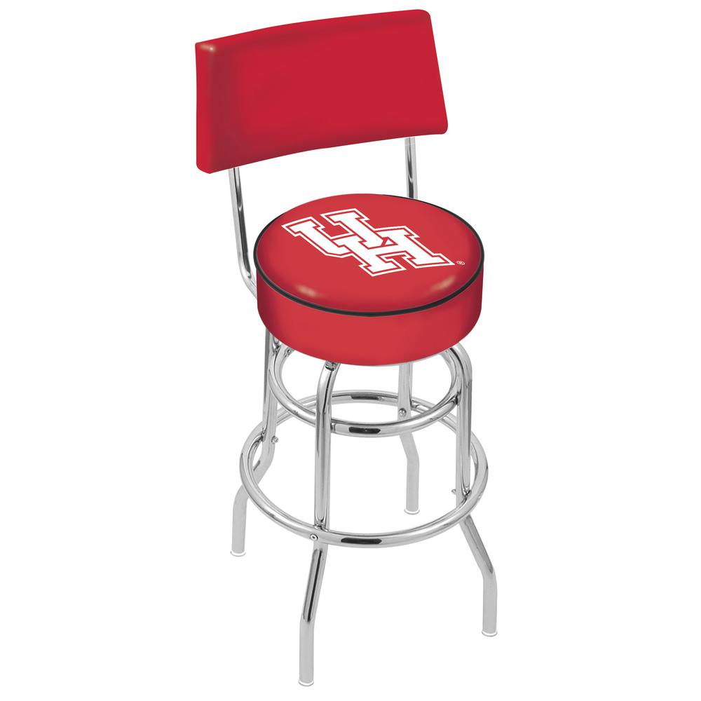 30" L7C4 - Chrome Double Ring Houston Swivel Bar Stool with a Back by Holland Bar Stool Company. Picture 1