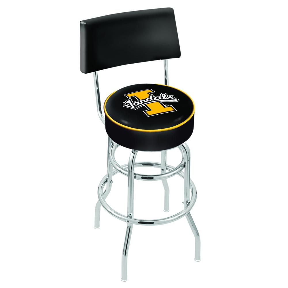 30" L7C4 - Chrome Double Ring Idaho Swivel Bar Stool with a Back by Holland Bar Stool Company. Picture 1