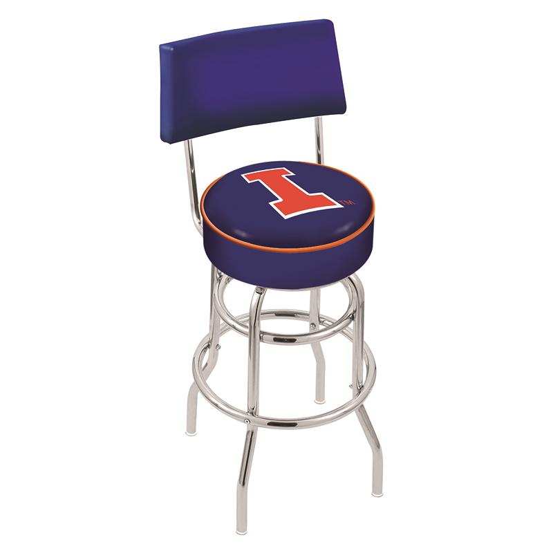 30" L7C4 - Chrome Double Ring Illinois Swivel Bar Stool with a Back by Holland Bar Stool Company. Picture 1