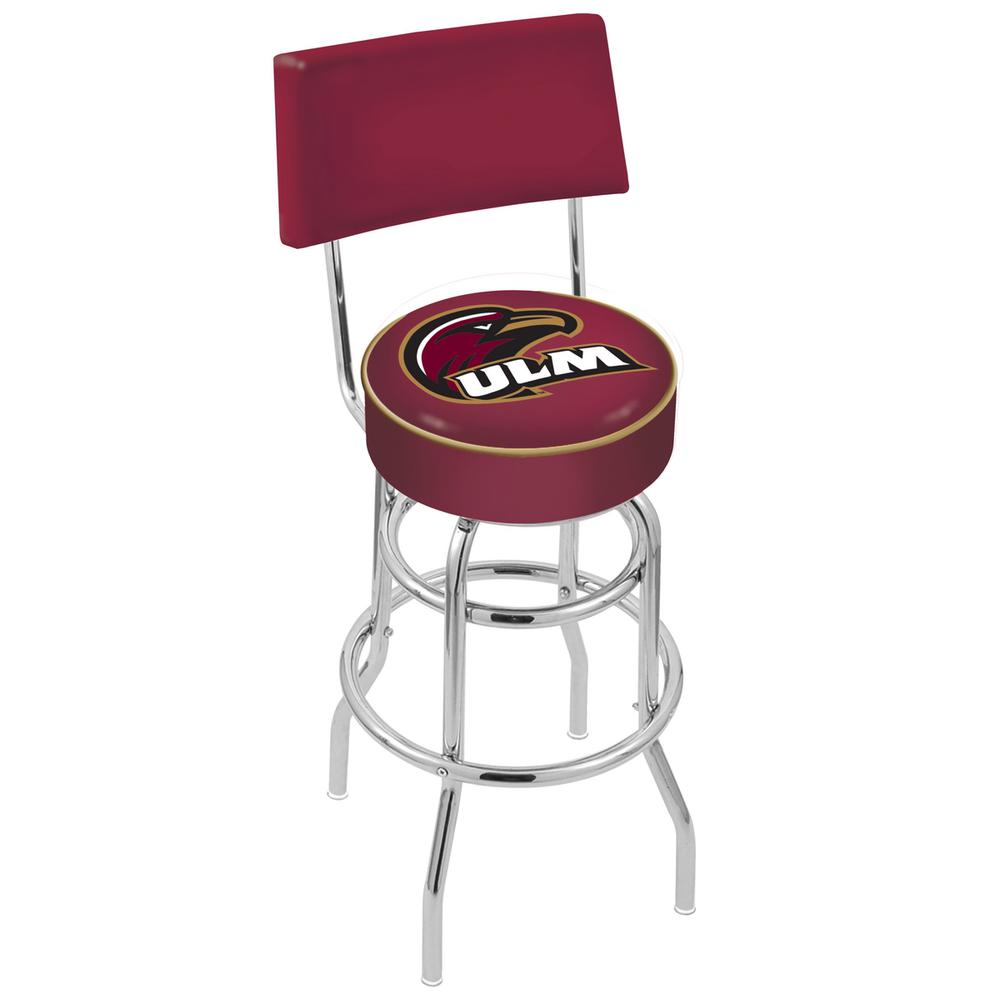 30" L7C4 - Chrome Double Ring Louisiana-Monroe Swivel Bar Stool with a Back by Holland Bar Stool Company. Picture 1