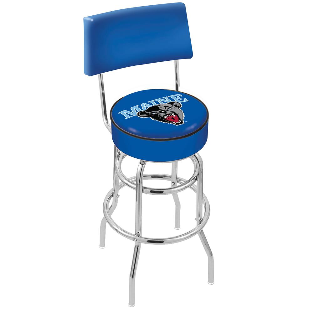 30" L7C4 - Chrome Double Ring Maine Swivel Bar Stool with a Back by Holland Bar Stool Company. Picture 1