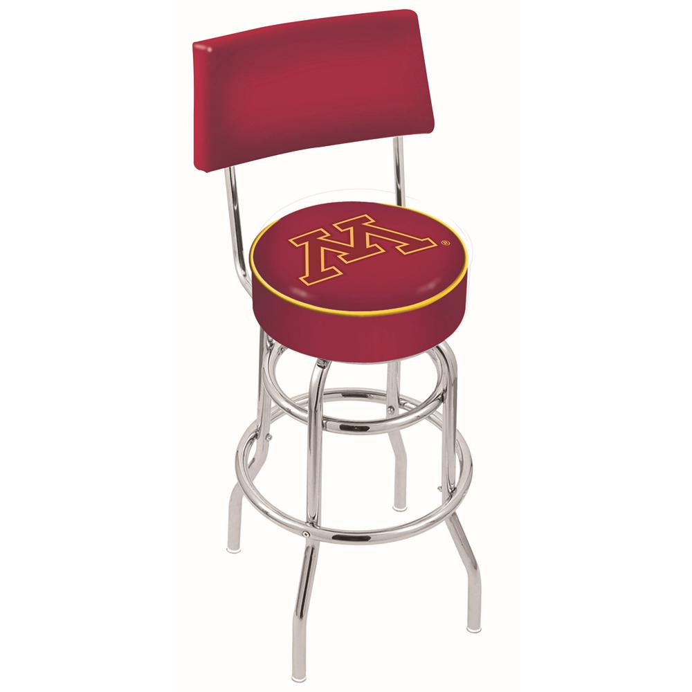 30" L7C4 - Chrome Double Ring Minnesota Swivel Bar Stool with a Back by Holland Bar Stool Company. Picture 1