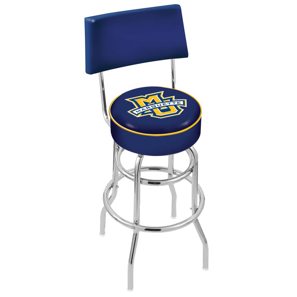 30" L7C4 - Chrome Double Ring Marquette Swivel Bar Stool with a Back by Holland Bar Stool Company. Picture 1