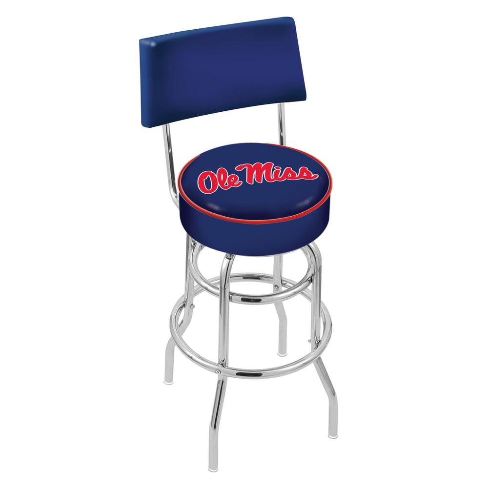30" L7C4 - Chrome Double Ring Ole' Miss Swivel Bar Stool with a Back by Holland Bar Stool Company. Picture 1