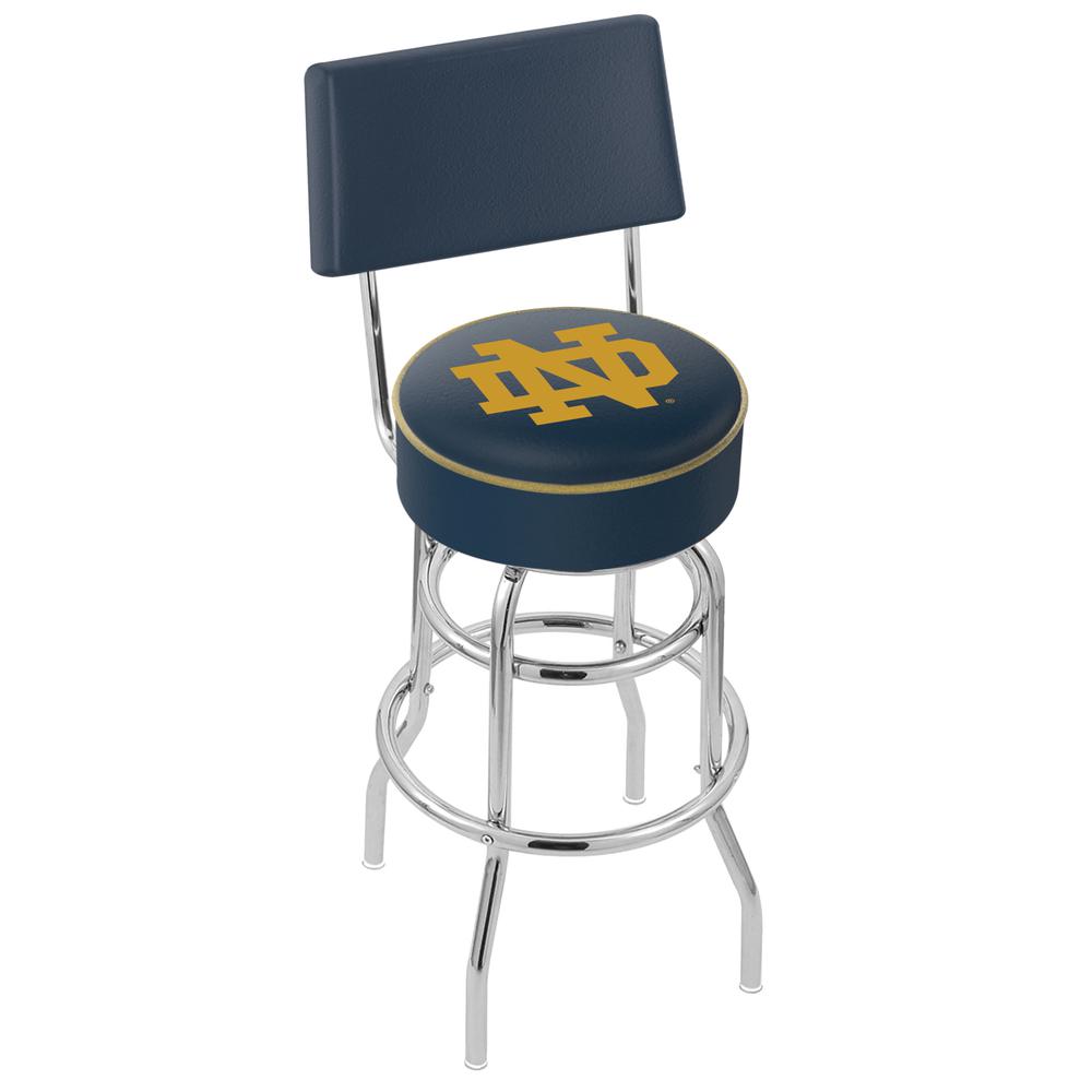 30" L7C4 - Chrome Double Ring Notre Dame (ND) Swivel Bar Stool with a Back by Holland Bar Stool Company. Picture 1