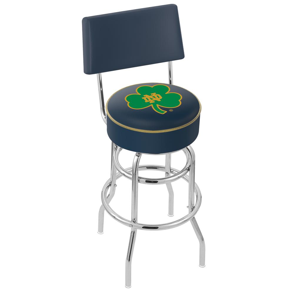30" L7C4 - Chrome Double Ring Notre Dame (Shamrock) Swivel Bar Stool with a Back by Holland Bar Stool Company. Picture 1