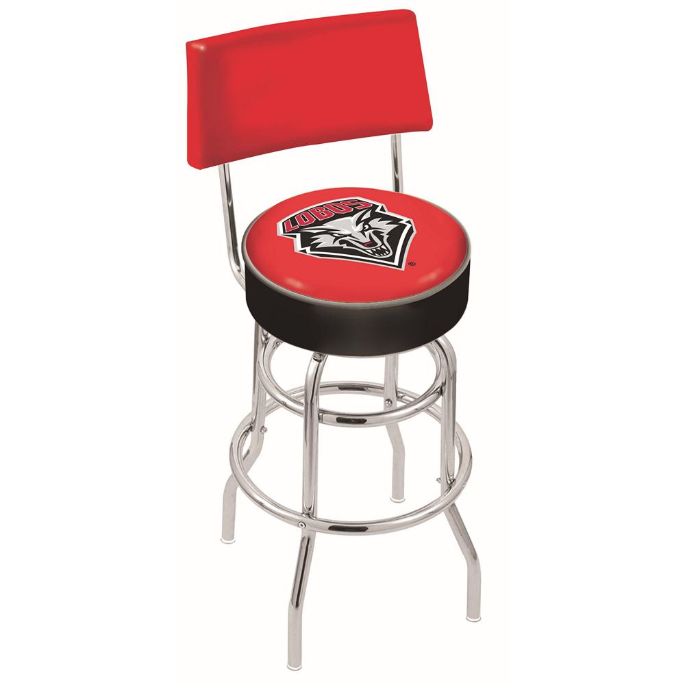 30" L7C4 - Chrome Double Ring New Mexico Swivel Bar Stool with a Back by Holland Bar Stool Company. Picture 1