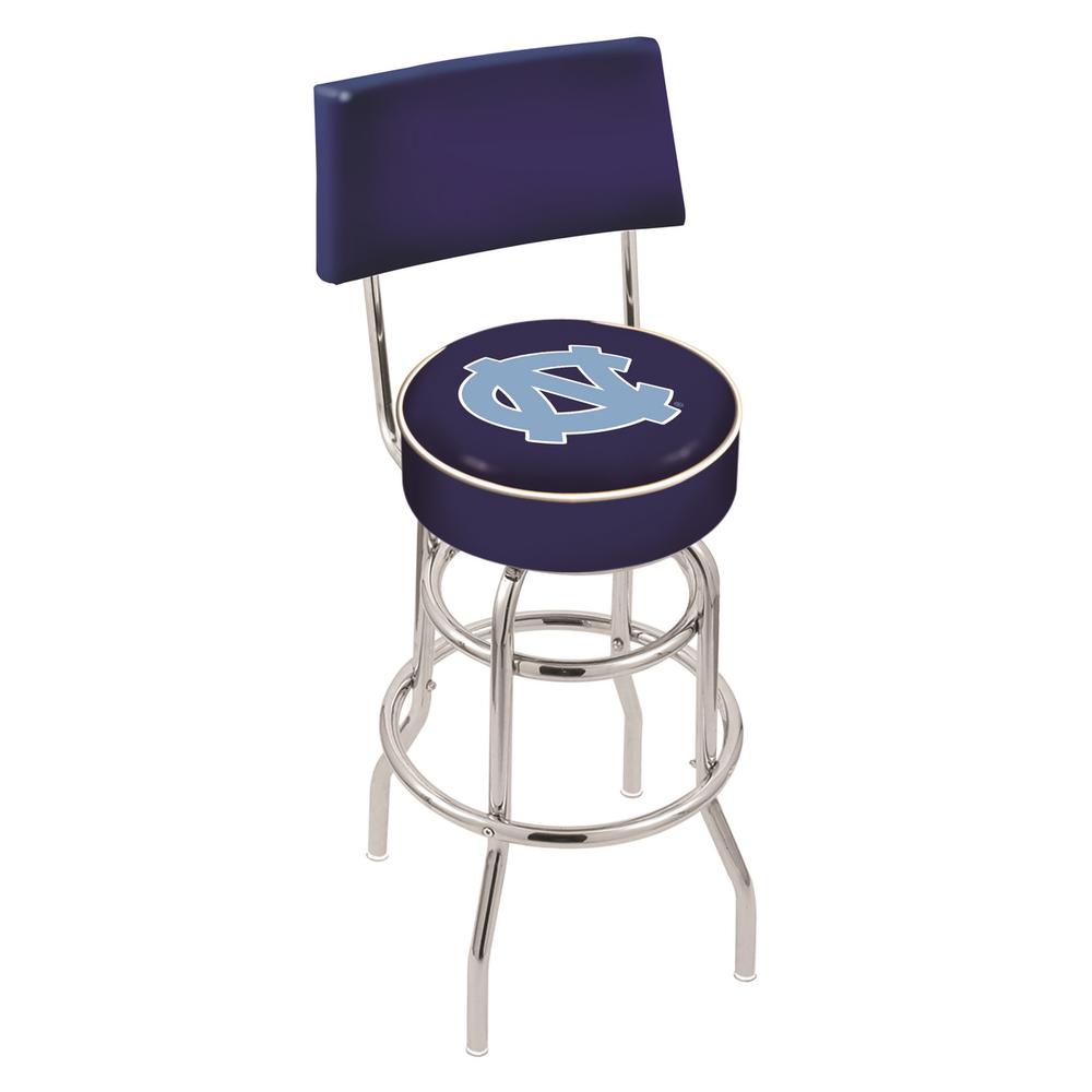 30" L7C4 - Chrome Double Ring North Carolina Swivel Bar Stool with a Back by Holland Bar Stool Company. Picture 1