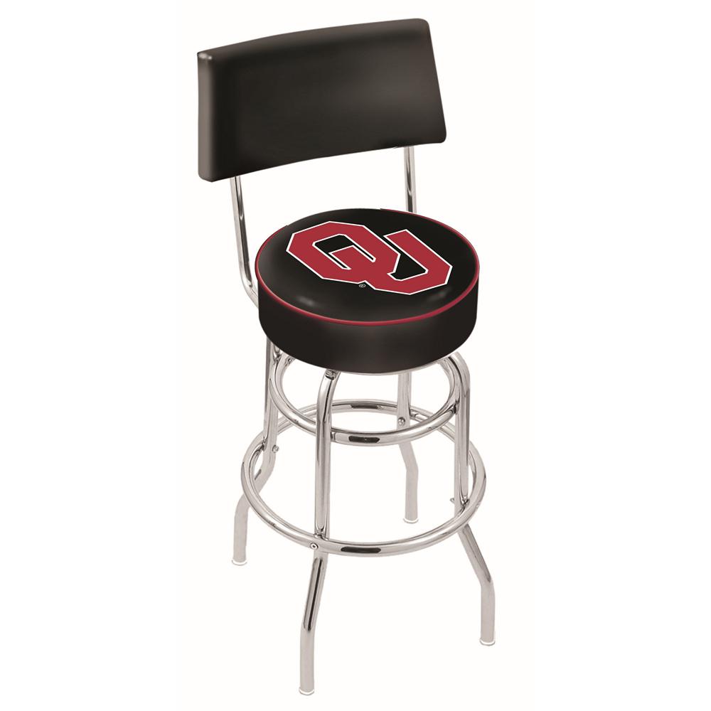 30" L7C4 - Chrome Double Ring Oklahoma Swivel Bar Stool with a Back by Holland Bar Stool Company. Picture 1