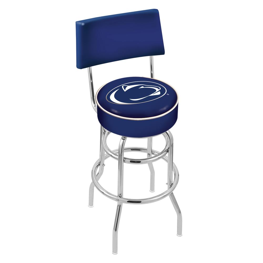 30" L7C4 - Chrome Double Ring Penn State Swivel Bar Stool with a Back by Holland Bar Stool Company. Picture 1