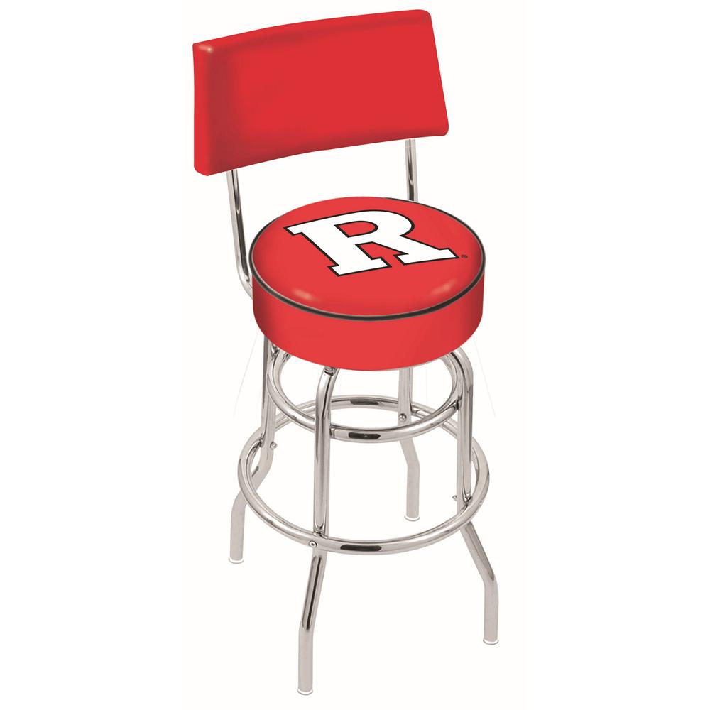 30" L7C4 - Chrome Double Ring Rutgers Swivel Bar Stool with a Back by Holland Bar Stool Company. Picture 1