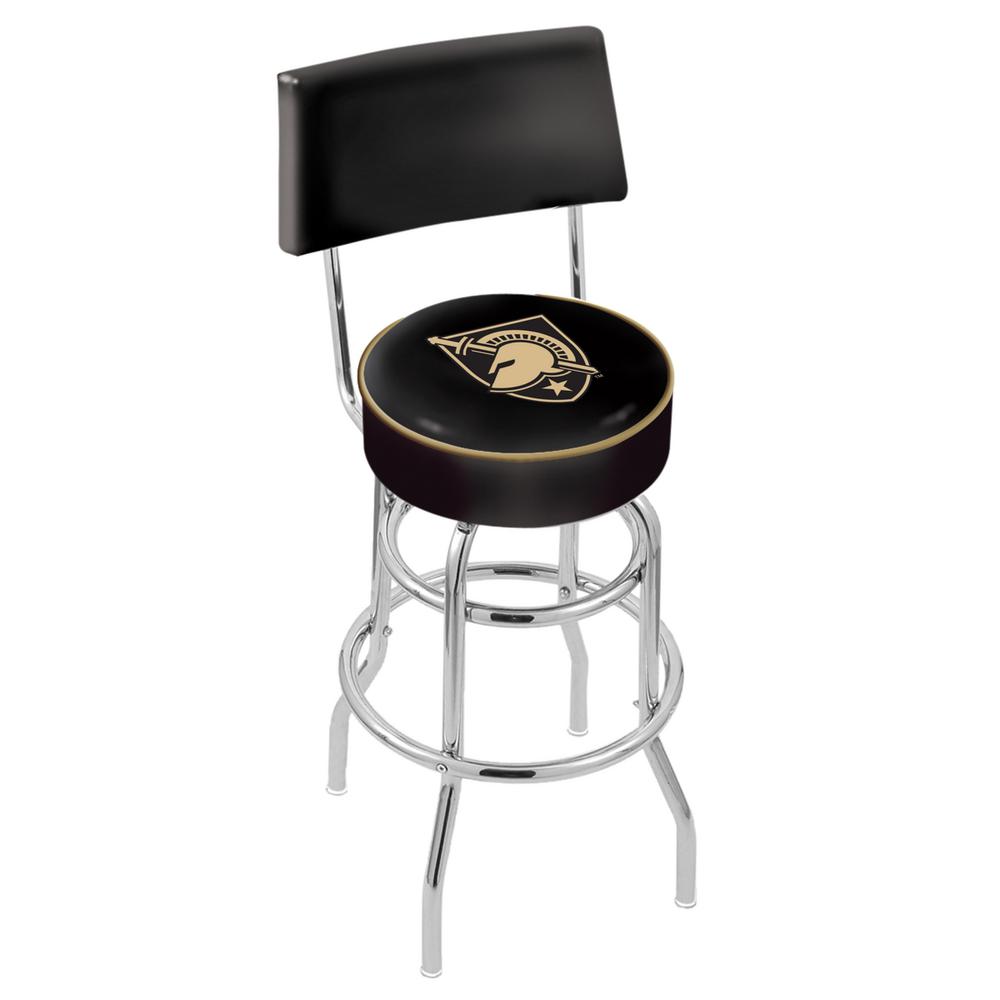 30" L7C4 - Chrome Double Ring US Military Academy (ARMY) Swivel Bar Stool with a Back by Holland Bar Stool Company. Picture 1