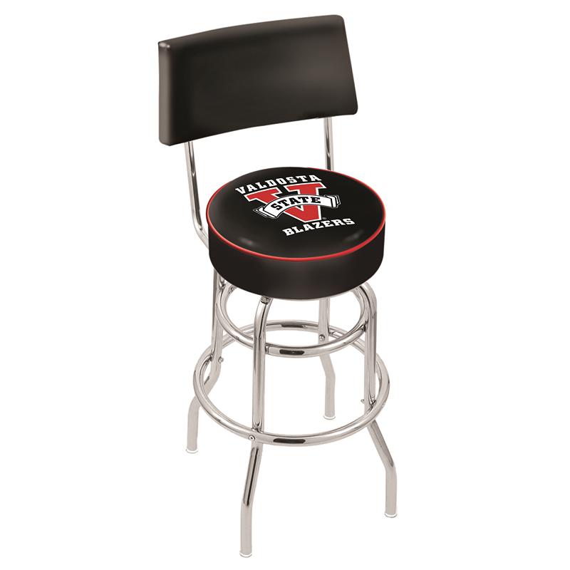 30" L7C4 - Chrome Double Ring Valdosta State Swivel Bar Stool with a Back by Holland Bar Stool Company. Picture 1