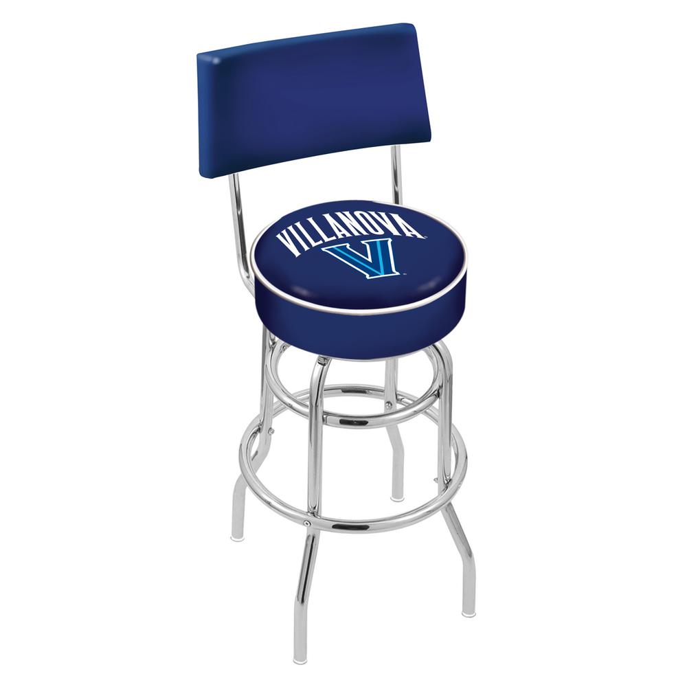 30" L7C4 - Chrome Double Ring Villanova Swivel Bar Stool with a Back by Holland Bar Stool Company. Picture 1