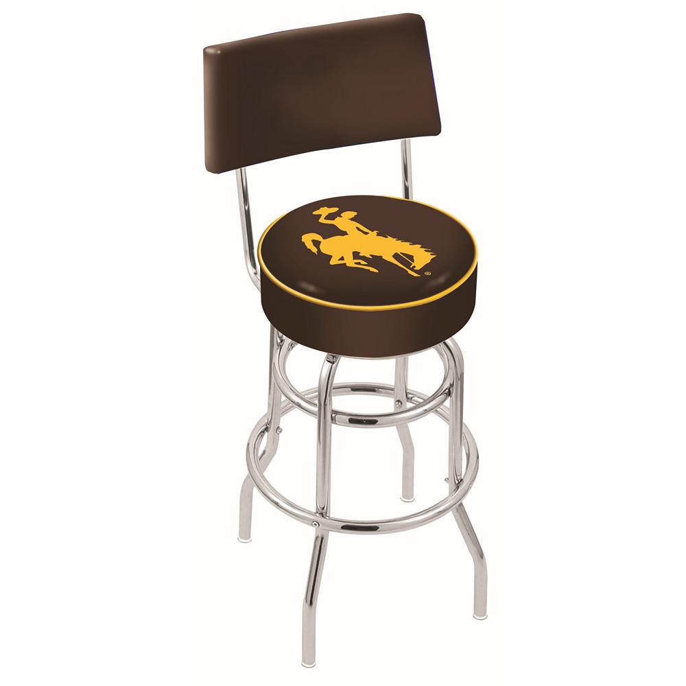 30" L7C4 - Chrome Double Ring Wyoming Swivel Bar Stool with a Back by Holland Bar Stool Company. Picture 1