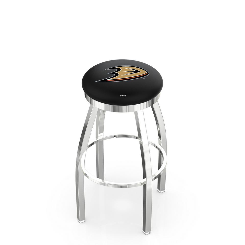 30" L8C2C - Chrome Anaheim Ducks Swivel Bar Stool with Accent Ring by Holland Bar Stool Company. Picture 1