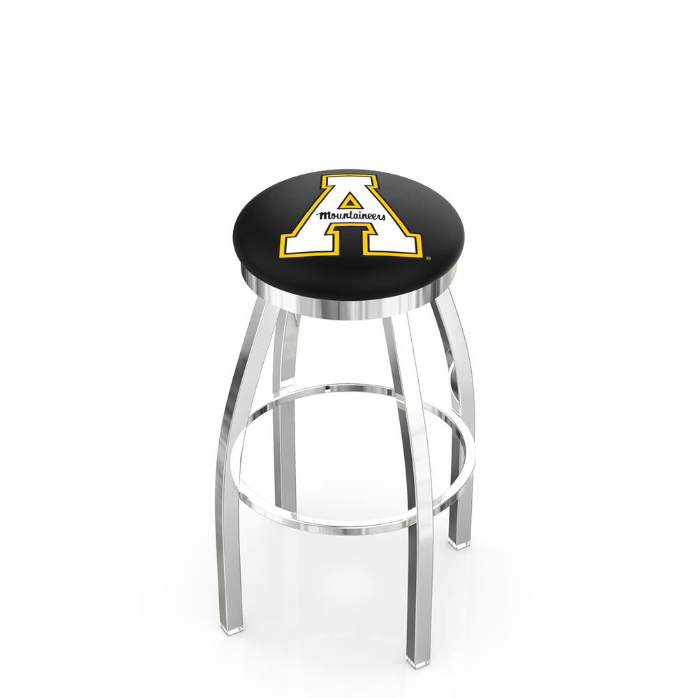 30" L8C2C - Chrome Appalachian State Swivel Bar Stool with Accent Ring by Holland Bar Stool Company. Picture 1