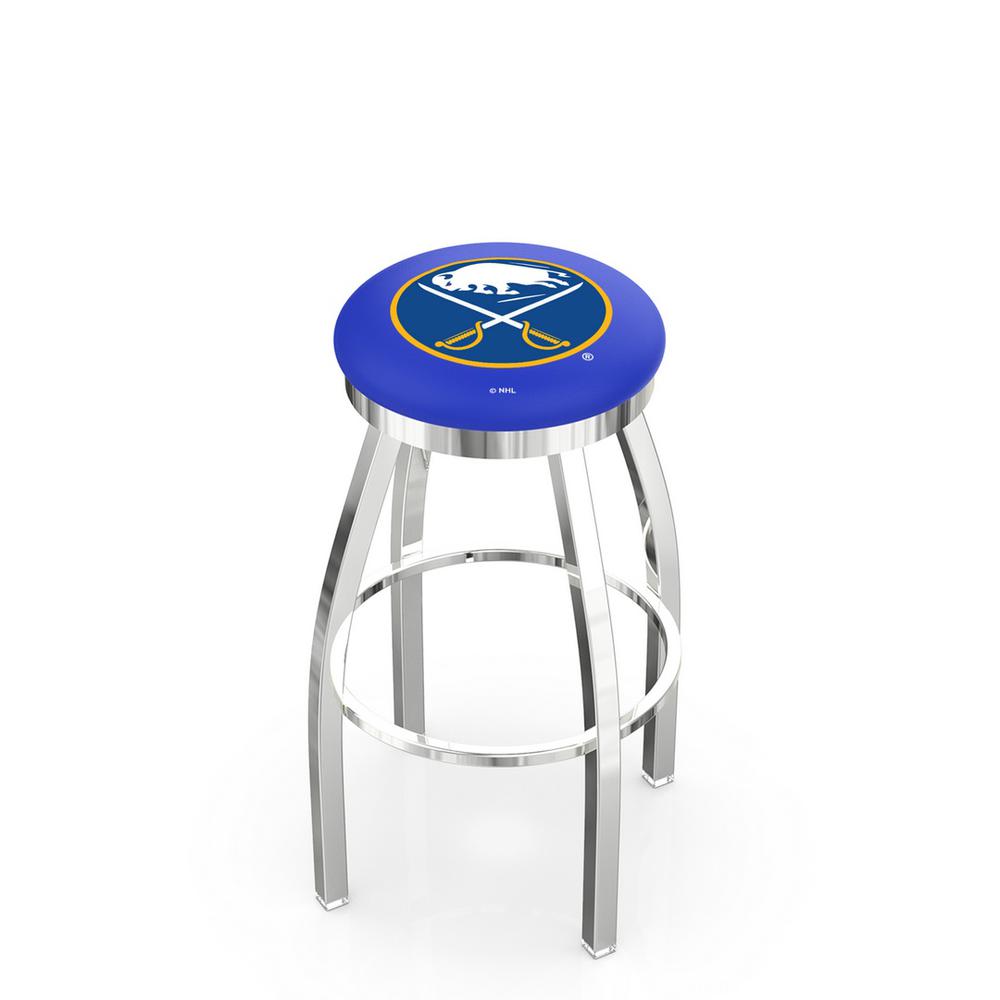 30" L8C2C - Chrome Buffalo Sabres Swivel Bar Stool with Accent Ring by Holland Bar Stool Company. Picture 1