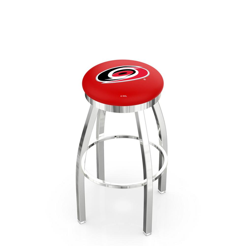 30" L8C2C - Chrome Carolina Hurricanes Swivel Bar Stool with Accent Ring by Holland Bar Stool Company. Picture 1