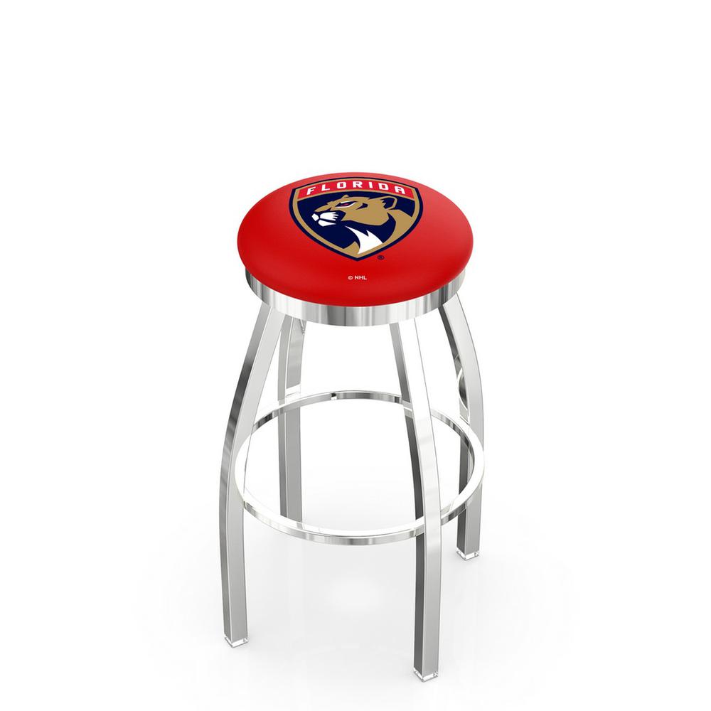 30" L8C2C - Chrome Florida Panthers Swivel Bar Stool with Accent Ring by Holland Bar Stool Company. Picture 1