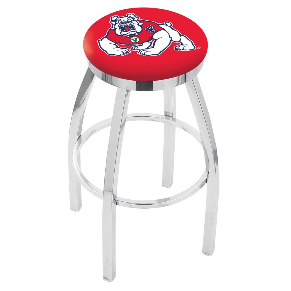 30" L8C2C - Chrome Fresno State Swivel Bar Stool with Accent Ring by Holland Bar Stool Company. Picture 1