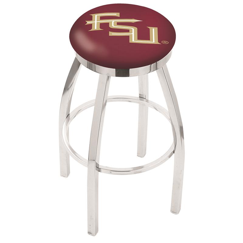 30" L8C2C - Chrome Florida State (Script) Swivel Bar Stool with Accent Ring by Holland Bar Stool Company. Picture 1