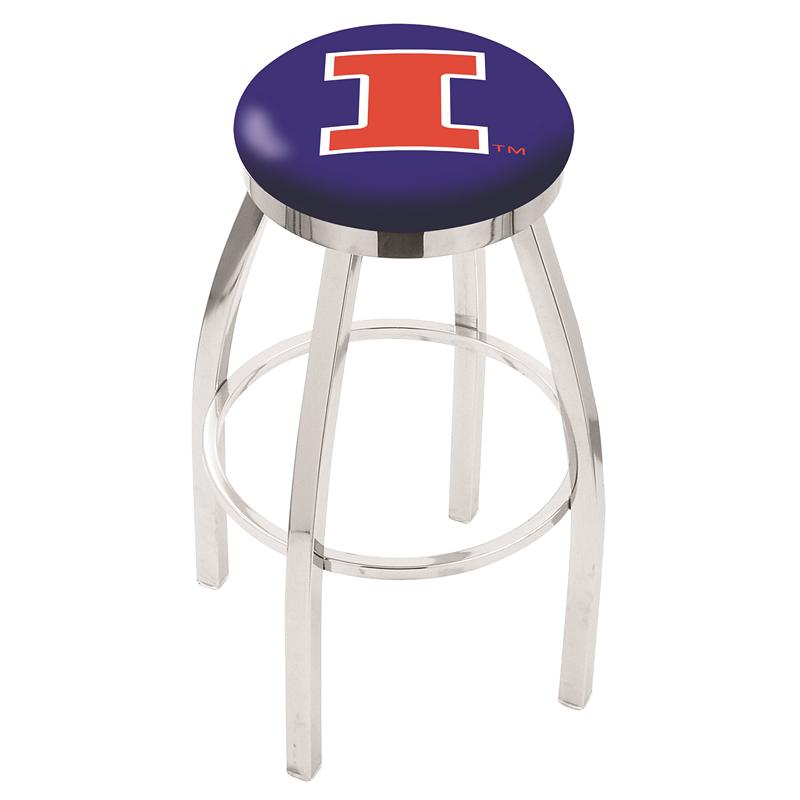 30" L8C2C - Chrome Illinois Swivel Bar Stool with Accent Ring by Holland Bar Stool Company. Picture 1