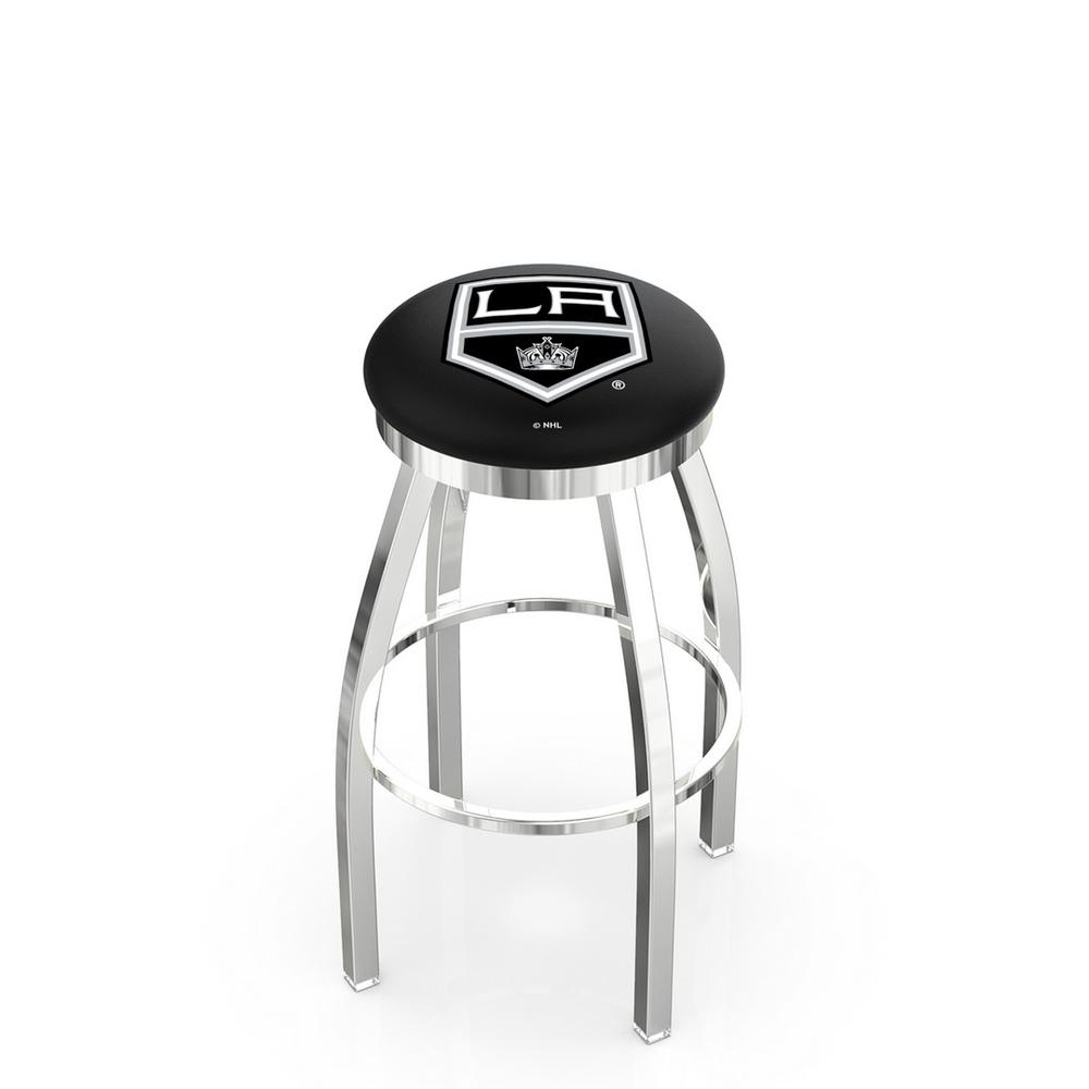 30" L8C2C - Chrome Los Angeles Kings Swivel Bar Stool with Accent Ring by Holland Bar Stool Company. Picture 1