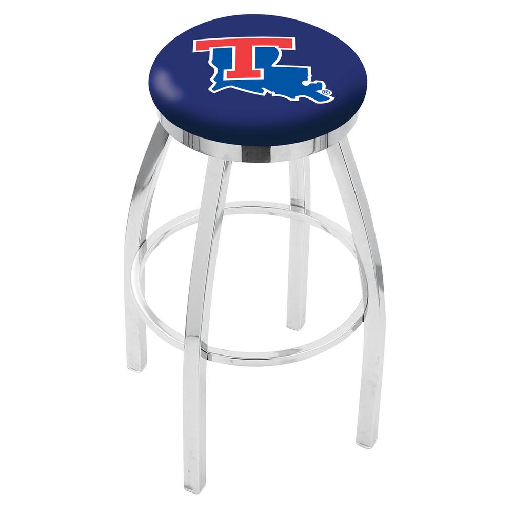 30" L8C2C - Chrome Louisiana Tech Swivel Bar Stool with Accent Ring by Holland Bar Stool Company. Picture 1