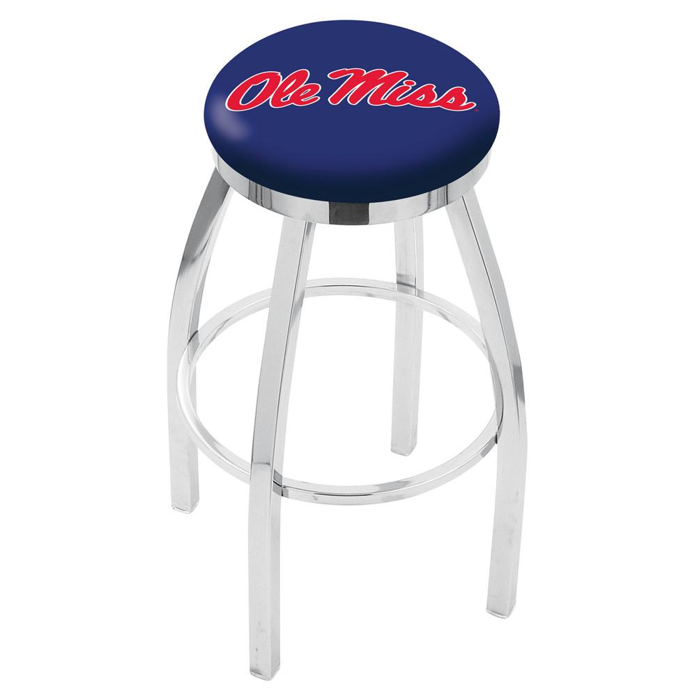 30" L8C2C - Chrome Ole' Miss Swivel Bar Stool with Accent Ring by Holland Bar Stool Company. Picture 1