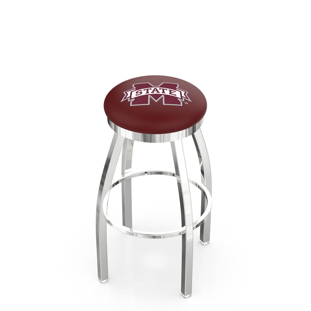 30" L8C2C - Chrome Mississippi State Swivel Bar Stool with Accent Ring by Holland Bar Stool Company. Picture 1