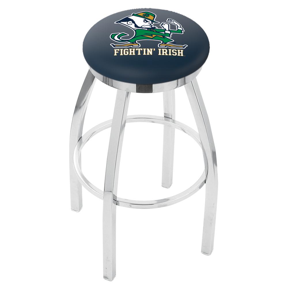 30" L8C2C - Chrome Notre Dame (Leprechaun) Swivel Bar Stool with Accent Ring by Holland Bar Stool Company. Picture 1