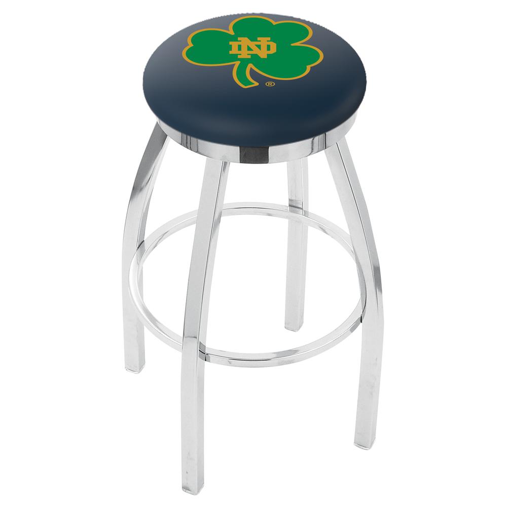 30" L8C2C - Chrome Notre Dame (Shamrock) Swivel Bar Stool with Accent Ring by Holland Bar Stool Company. Picture 1
