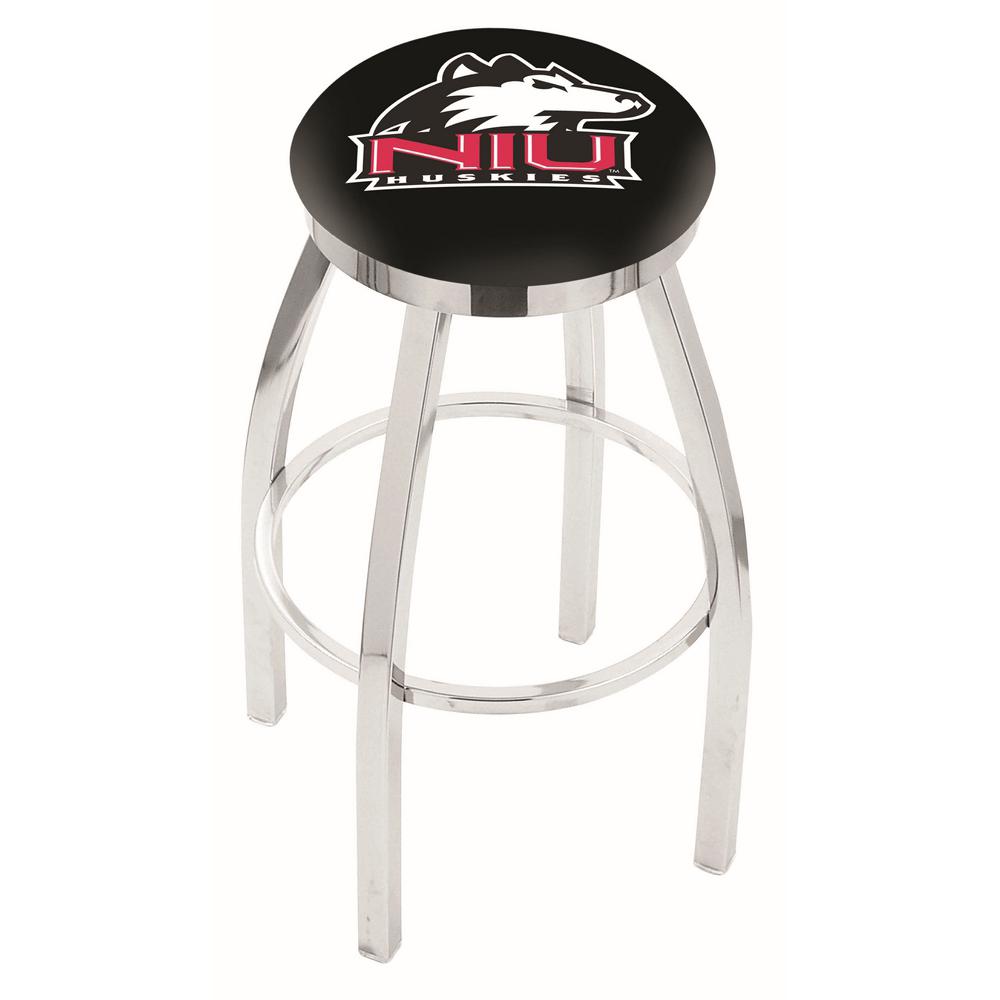 30" L8C2C - Chrome Northern Illinois Swivel Bar Stool with Accent Ring by Holland Bar Stool Company. Picture 1