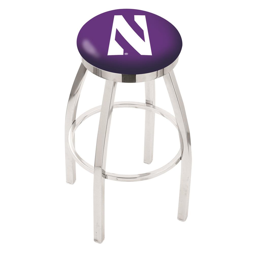30" L8C2C - Chrome Northwestern Swivel Bar Stool with Accent Ring by Holland Bar Stool Company. Picture 1