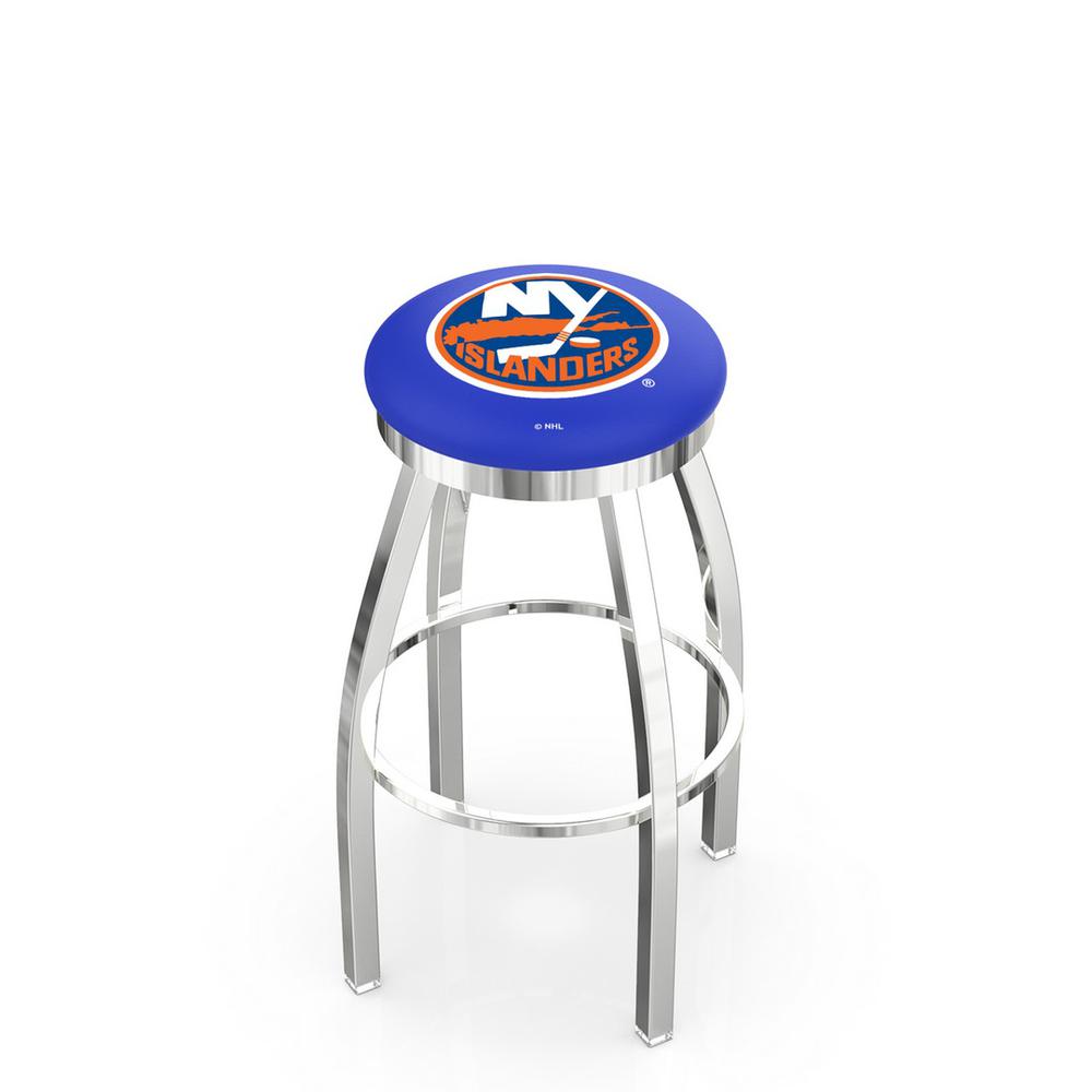 30" L8C2C - Chrome New York Islanders Swivel Bar Stool with Accent Ring by Holland Bar Stool Company. Picture 1
