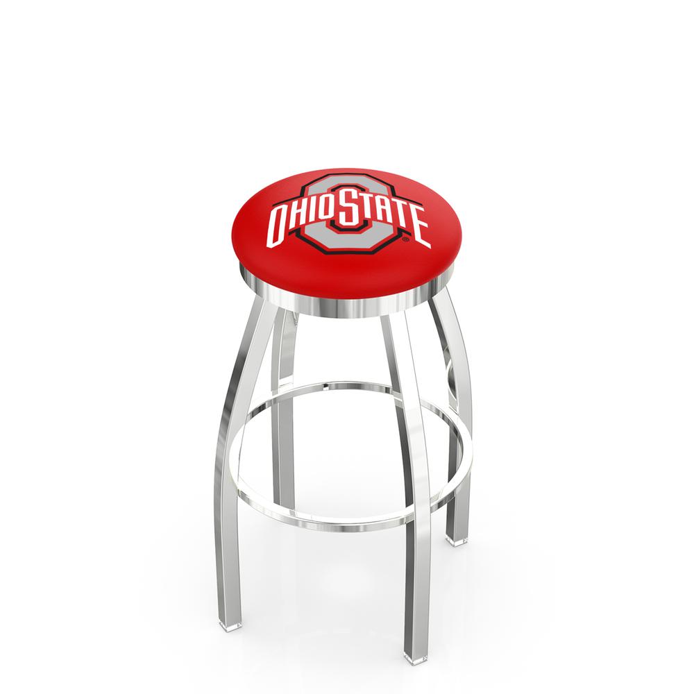 30" L8C2C - Chrome Ohio State Swivel Bar Stool with Accent Ring by Holland Bar Stool Company. Picture 1