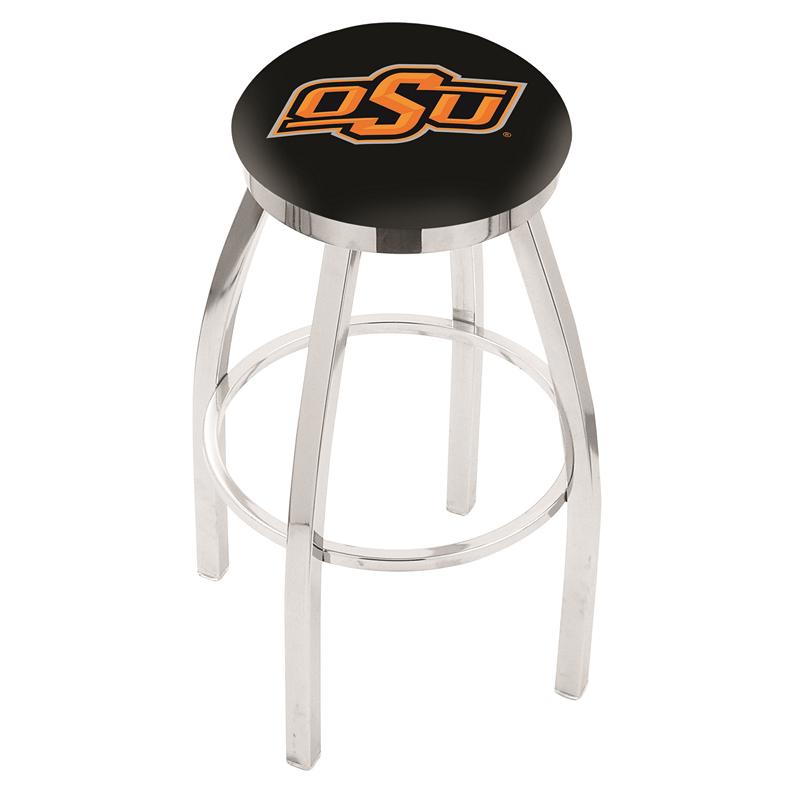 30" L8C2C - Chrome Oklahoma State Swivel Bar Stool with Accent Ring by Holland Bar Stool Company. Picture 1