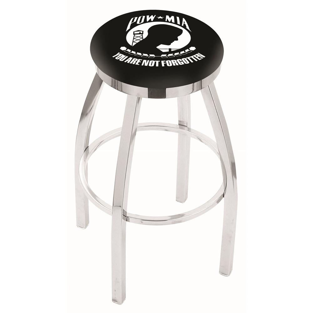 30" L8C2C - Chrome POW/MIA Swivel Bar Stool with Accent Ring by Holland Bar Stool Company. Picture 1