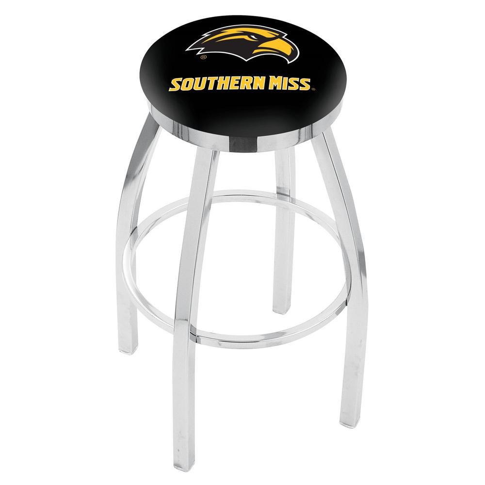 30" L8C2C - Chrome Southern Miss Swivel Bar Stool with Accent Ring by Holland Bar Stool Company. Picture 1