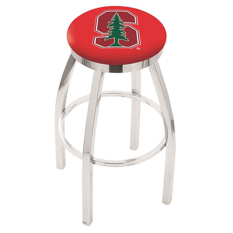 30" L8C2C - Chrome Stanford Swivel Bar Stool with Accent Ring by Holland Bar Stool Company. Picture 1