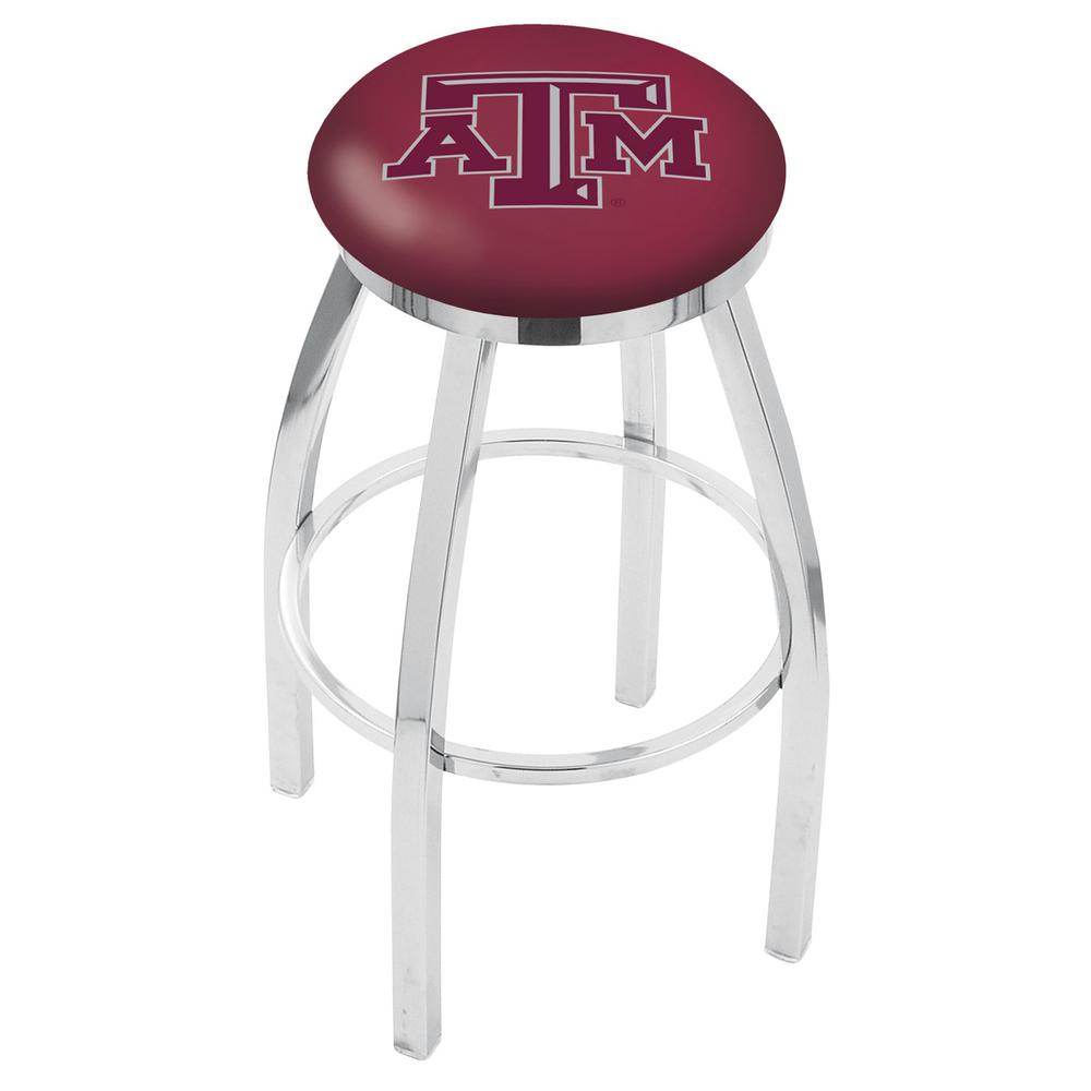 30" L8C2C - Chrome Texas A&M Swivel Bar Stool with Accent Ring by Holland Bar Stool Company. Picture 1