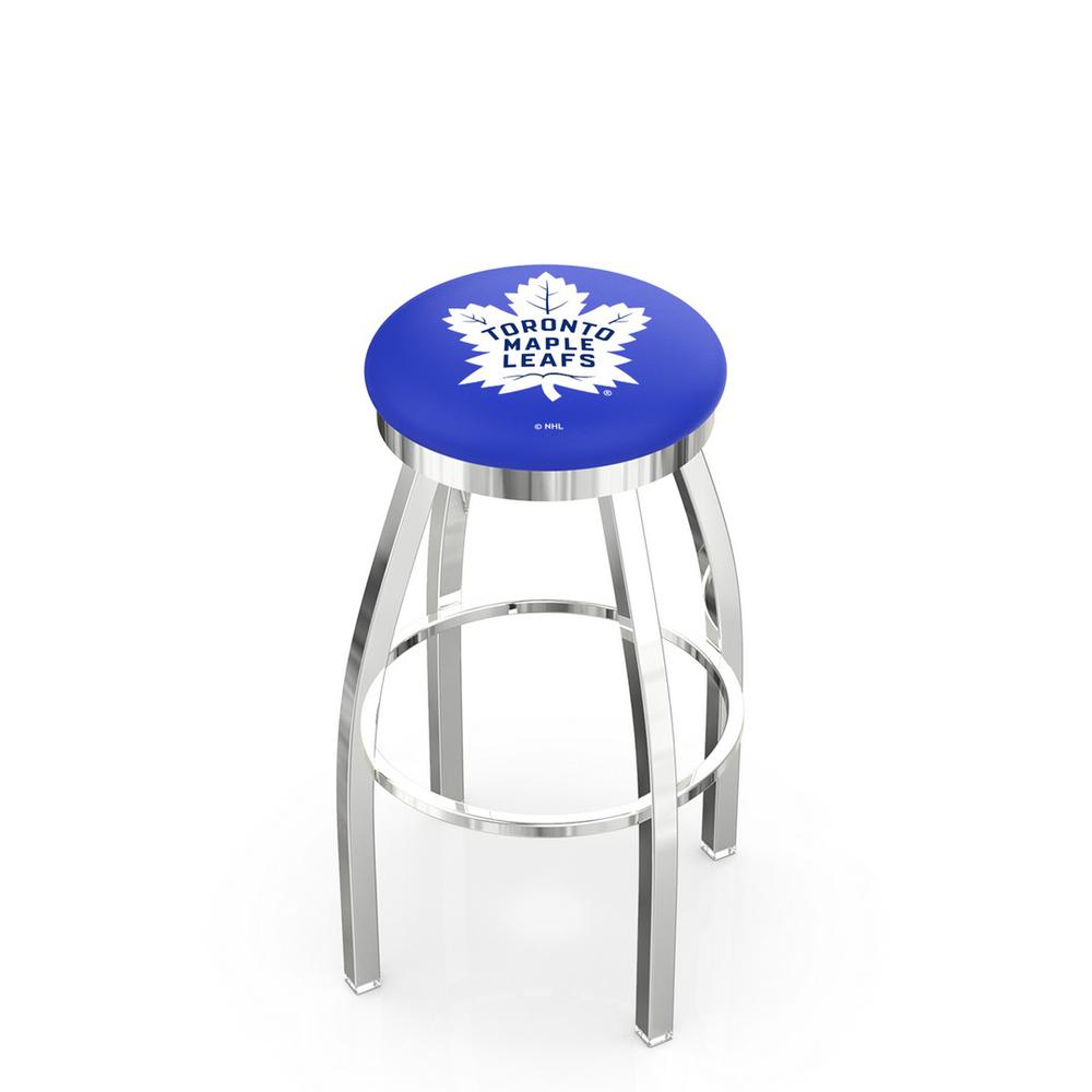 30" L8C2C - Chrome Toronto Maple Leafs Swivel Bar Stool with Accent Ring by Holland Bar Stool Company. Picture 1