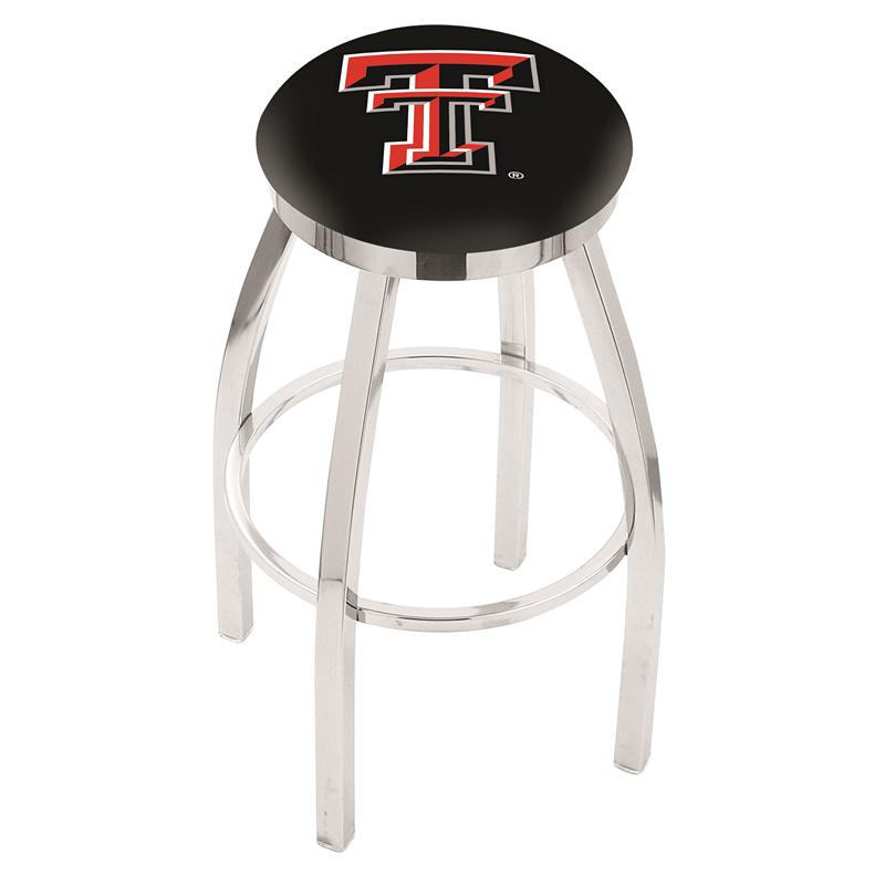 30" L8C2C - Chrome Texas Tech Swivel Bar Stool with Accent Ring by Holland Bar Stool Company. Picture 1