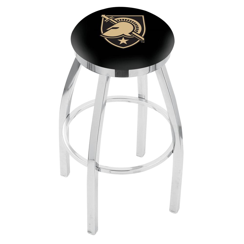 30" L8C2C - Chrome US Military Academy (ARMY) Swivel Bar Stool with Accent Ring by Holland Bar Stool Company. Picture 1