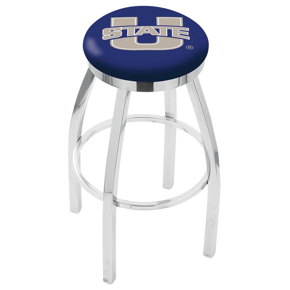 30" L8C2C - Chrome Utah State Swivel Bar Stool with Accent Ring by Holland Bar Stool Company. Picture 1