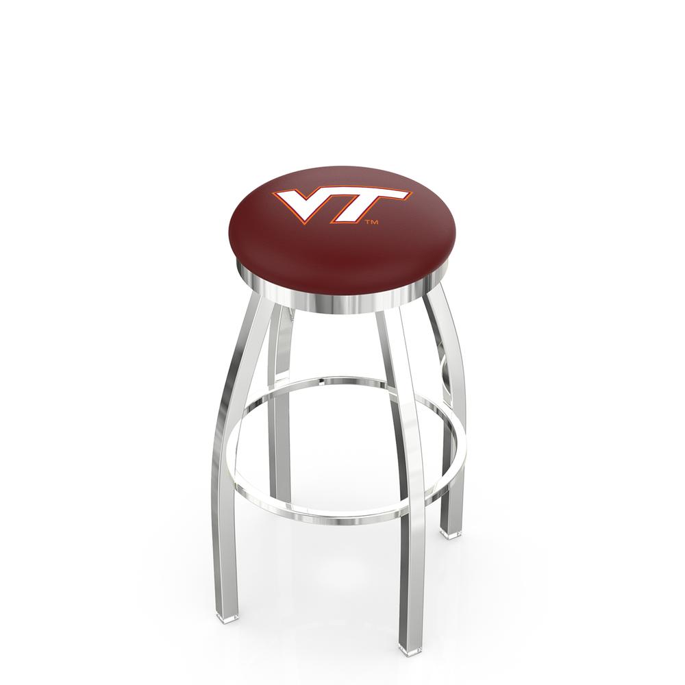 30" L8C2C - Chrome Virginia Tech Swivel Bar Stool with Accent Ring by Holland Bar Stool Company. Picture 1