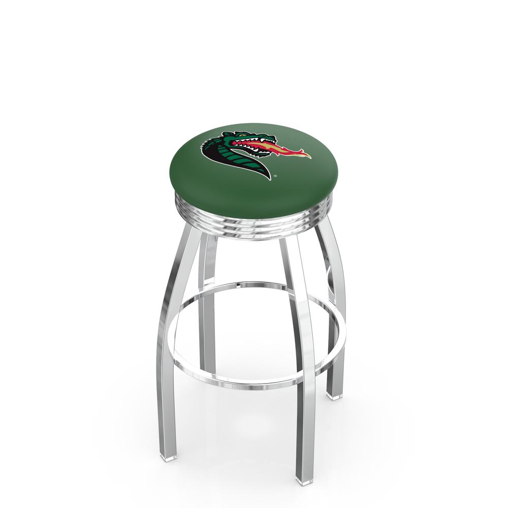 30" L8C3C - Chrome UAB Swivel Bar Stool with 2.5" Ribbed Accent Ring by Holland Bar Stool Company. Picture 1