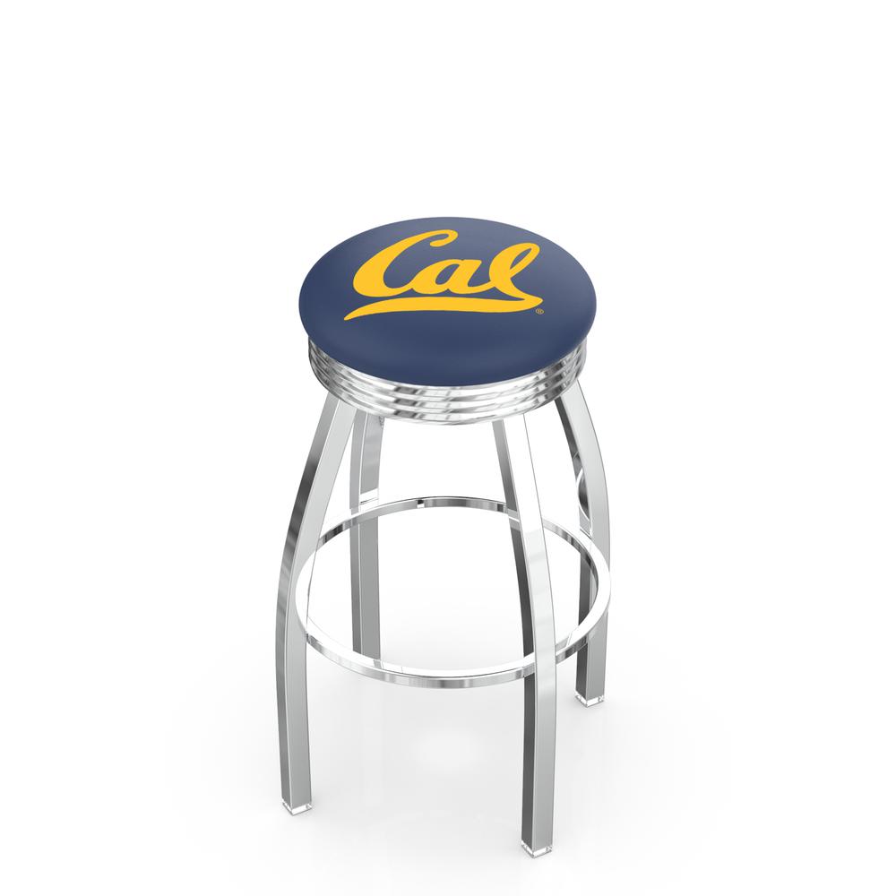 30" L8C3C - Chrome Cal Swivel Bar Stool with 2.5" Ribbed Accent Ring by Holland Bar Stool Company. Picture 1