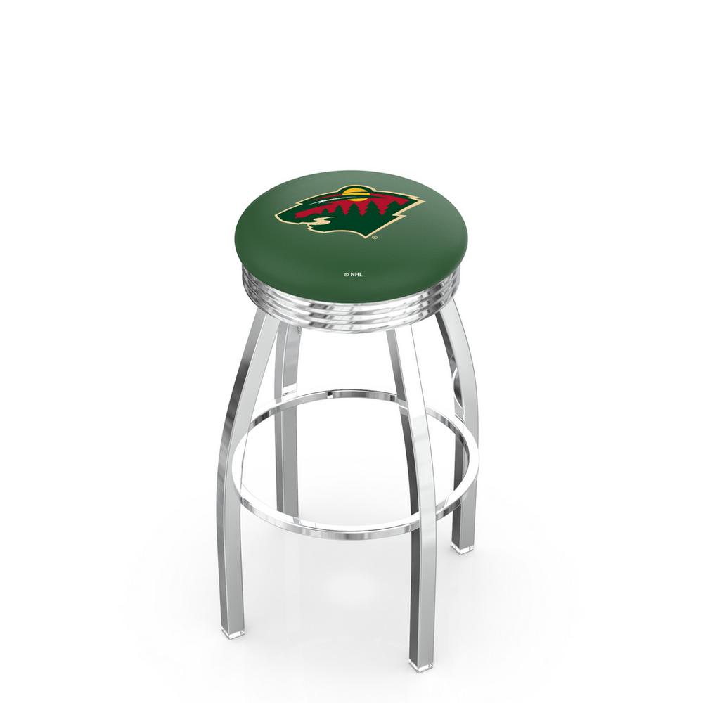 30" L8C3C - Chrome Minnesota Wild Swivel Bar Stool with 2.5" Ribbed Accent Ring by Holland Bar Stool Company. Picture 1